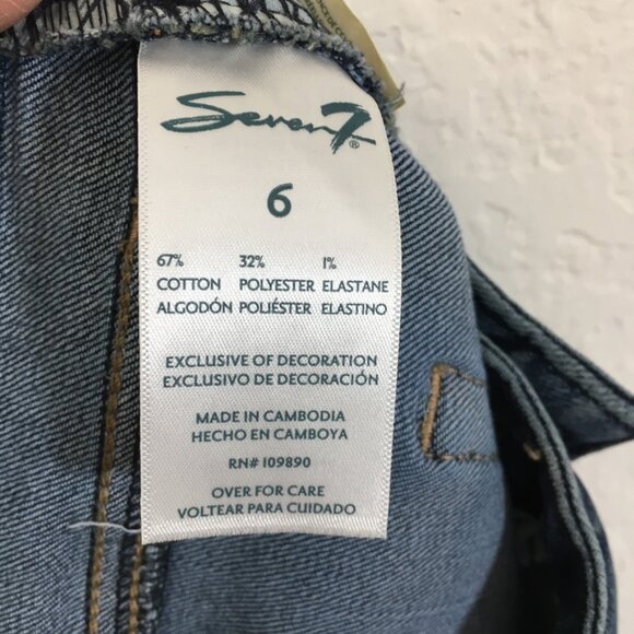 Seven 7 Boot cut Fashion Jeans Women Size 6 High Rise Step Fray Hem Blue Denim - Picture 12 of 14